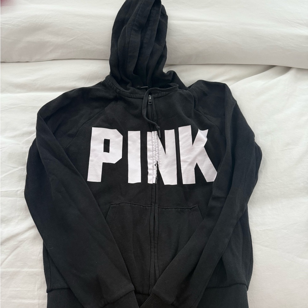 Black Hoodie with White PINK Logo
